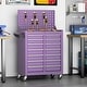 preview thumbnail 1 of 7, 7-Drawer Metal Rolling Tool Cabinet with Pegboard and Hooks, Detachable Top Tool Cart with Liner for Garage, Workshop, Warehouse Purple