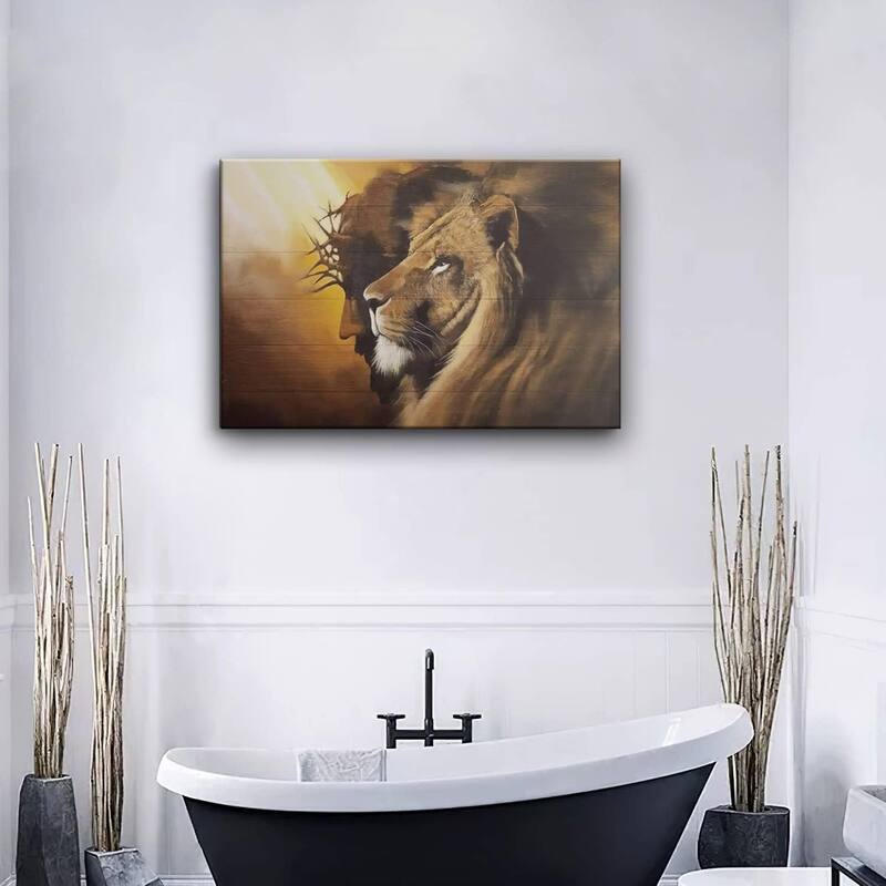 Jesus and Lion Canvas Wall Art Decor Picture