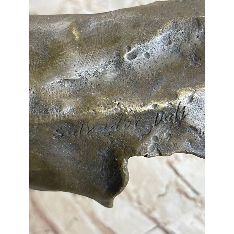 Handshake Friendship Surreal Abstract Bronze Statue Sculpture Marble Base Dali 15 Inches X 14 Inches
