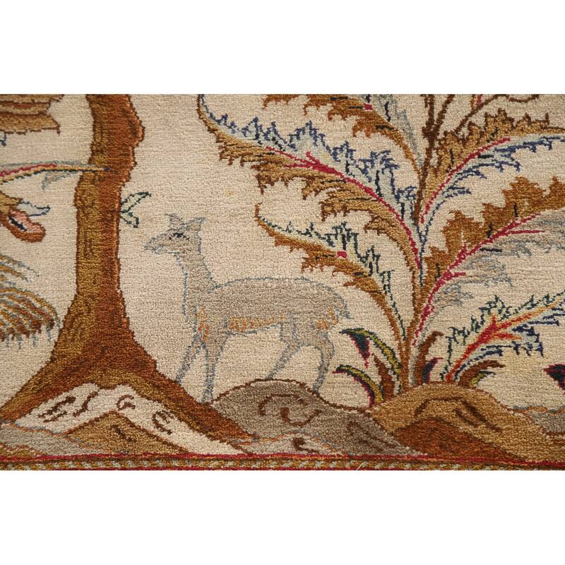 Hand-knotted Kashan Persian Antique Area Rug Traditional Silk Carpet - 4'8"x 7'5"