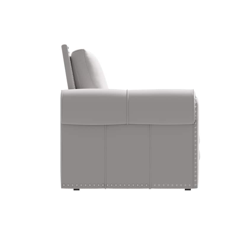 93.7"Velvet 3-Seater Sleeper Sofa 3-in-1 with Rolled Arms & Nailhead Trim