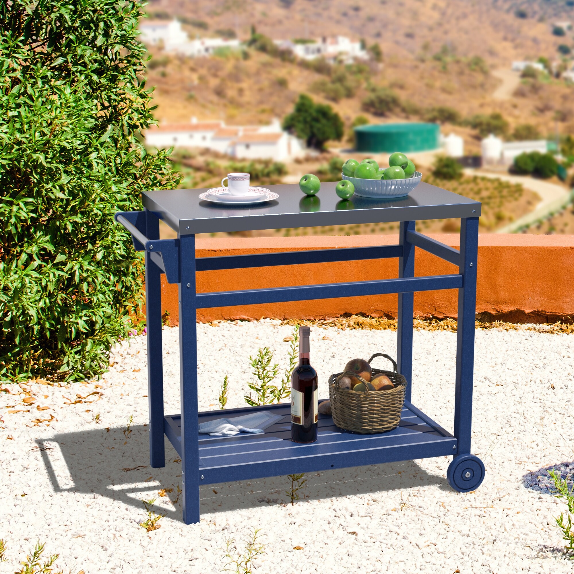 Outdoor Prep Cart Dining Table for Pizza Oven, Patio Grilling Backyard BBQ  Grill Cart On Sale Bed Bath  Beyond 35939215