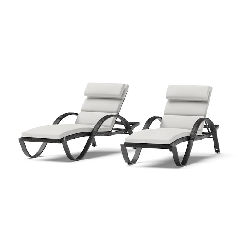 Deco 2 Aluminum Outdoor Patio Chaise Lounges Set - Sunbrella Bliss Linen