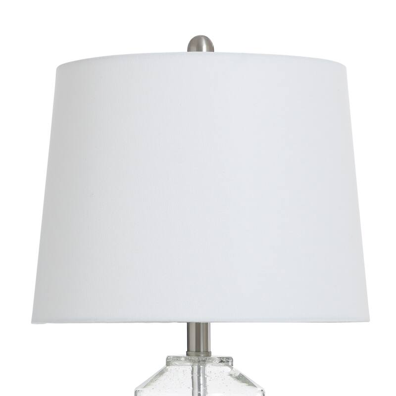 StyleCraft Nova Clear Seeded Glass with Brushed Steel Metal Table Lamp