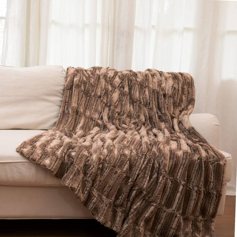 Cheer Collection Luxurious Soft Throw Blanket. - 50x60 - Marble Chocolate