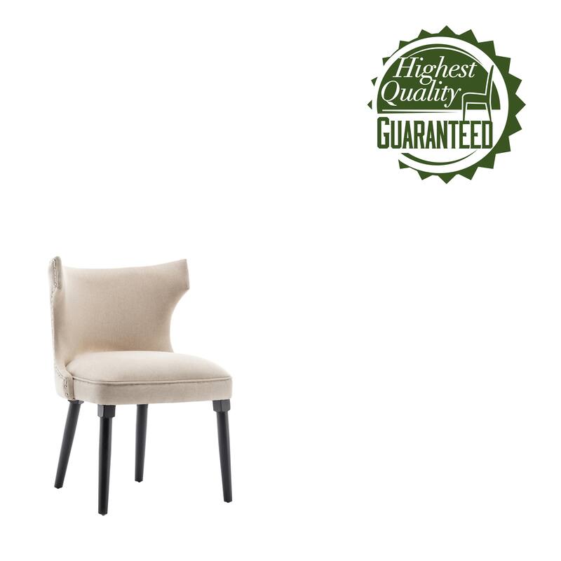 Porthos Home Fabio Fabric Wingback Dining Chairs with Rubberwood Legs, Set of 2