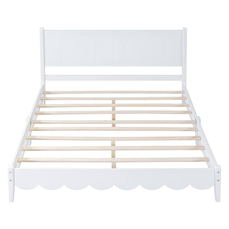 Retro Style Platform Bed with Rectangular Headboard