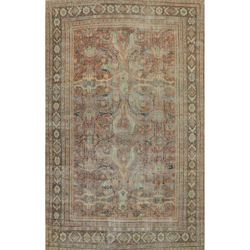 Hand Knotted Oriental 100% Wool Carpet Traditional All-Over Oranges & Rust Sultanabad Area Rug - 11' 9'' X 8' 10''