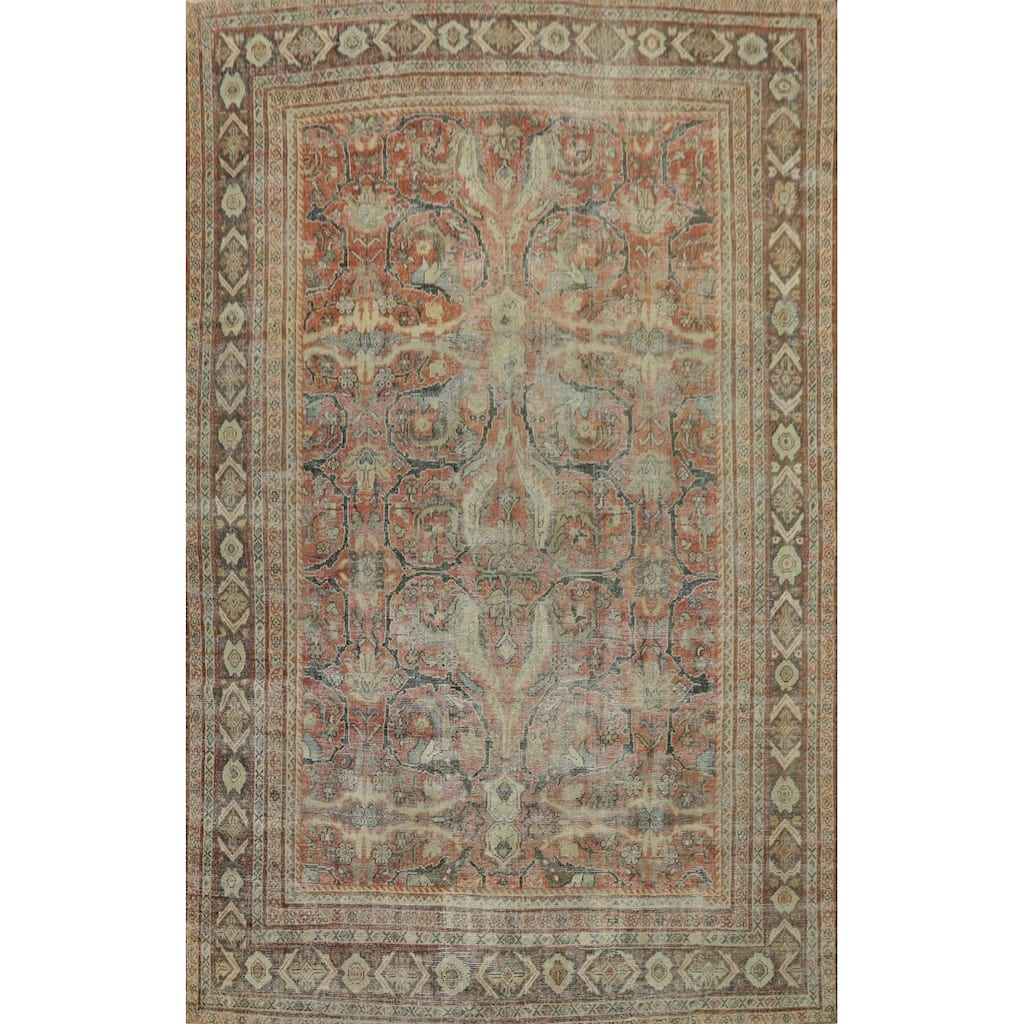 Hand Knotted Oriental 100% Wool Carpet Traditional All-Over Oranges & Rust Sultanabad Area Rug - 11' 9'' X 8' 10''