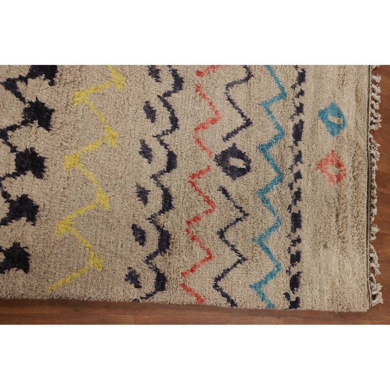 Tribal Moroccan Oriental Area Rug Handmade Wool Carpet - 9'0" x 12'4"