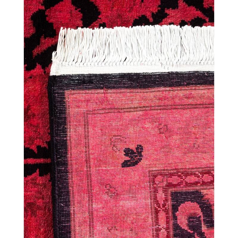 Overton Hand Knotted Wool Vintage Inspired Modern Contemporary Overdyed Red Runner Rug - 2' 7" x 12' 1"