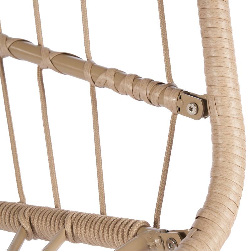 Rattan Egg Hanging Chair with UV-Resistant PE Wicker with Wood Frame and Waterproof Cushion