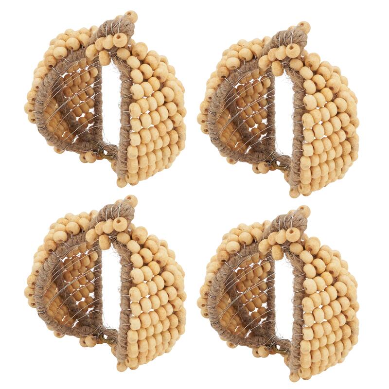 Fall Fantasy Beaded Pumpkin Napkin Ring (Set of 4) - Natural