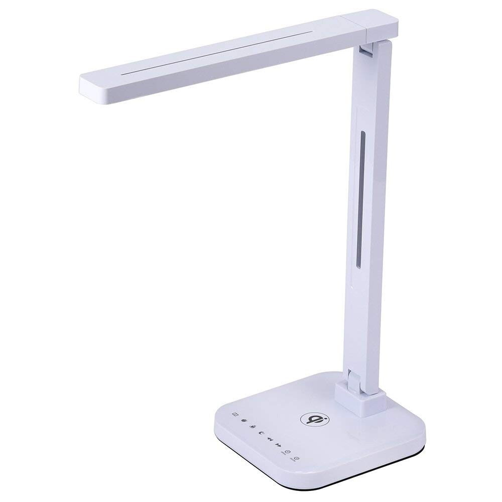 Qi Wireless Charger LED Desk Lamp Adjustable Dimmable Touch Sensitive USB Charging 12W 450 Lumens White