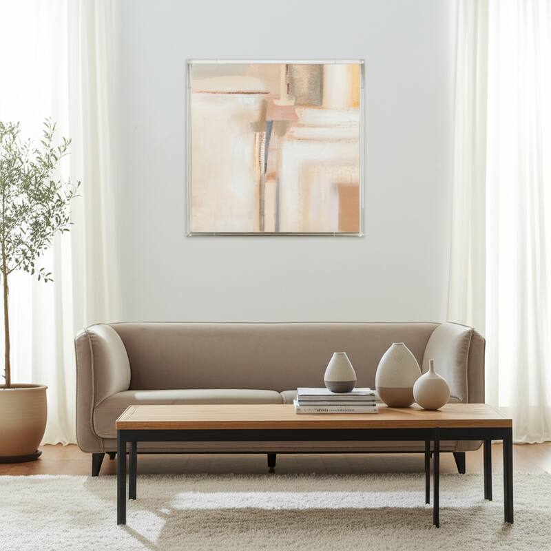 Canvas Wall Art Wood Frame Abstract Textured Design - 40" Multi - Wood - Multi - 40" x 2" x 40"