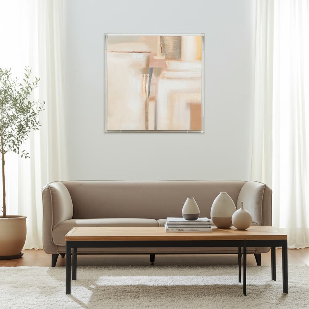 Canvas Wall Art Wood Frame Abstract Textured Design - 40" Multi