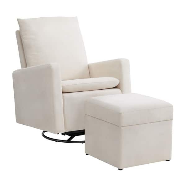 slide 2 of 12, Soho Baby Everlee Upholstered Glider/Ottoman Cream