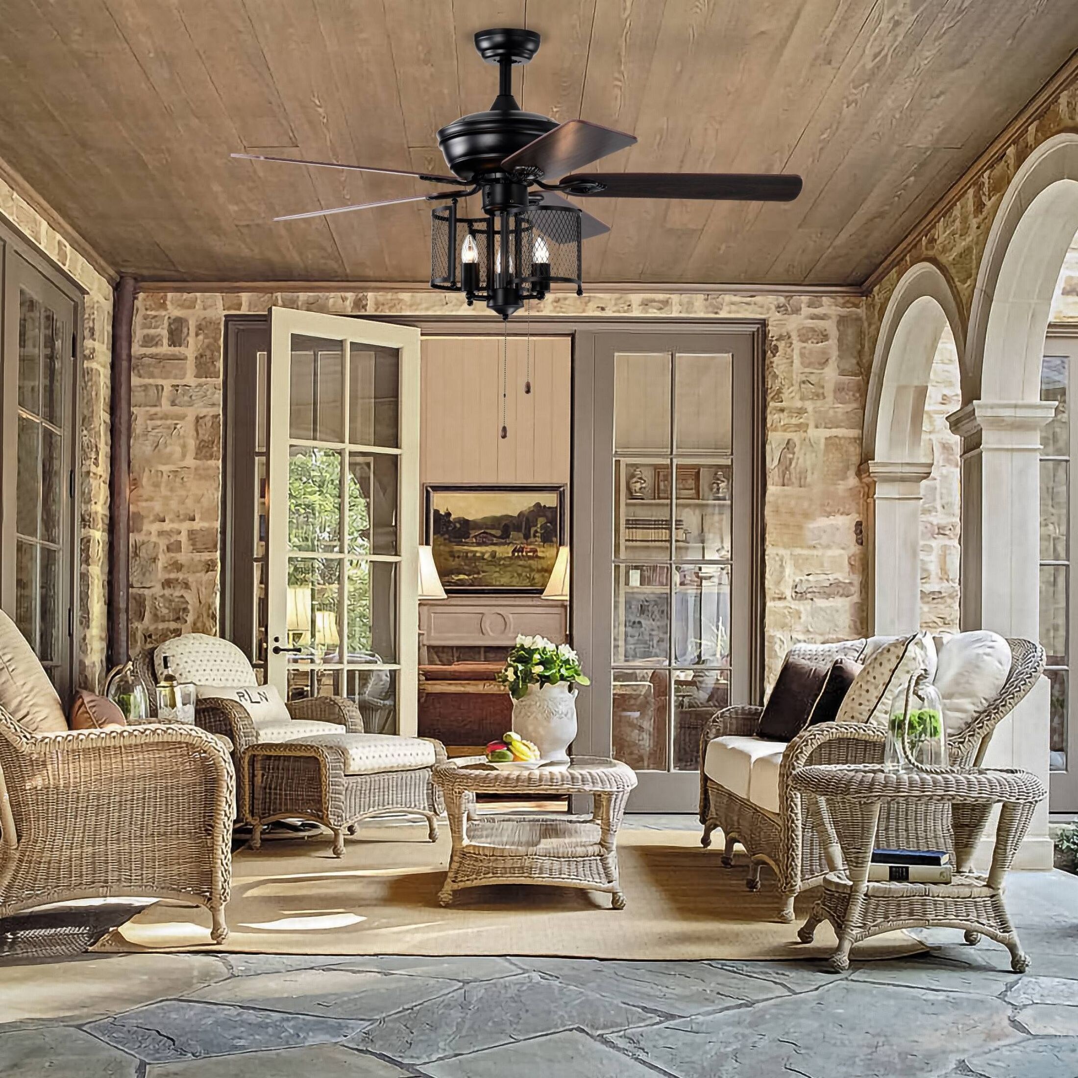 Oaks Aura 52in. Cage Ceiling Fans With Light, 6-speed