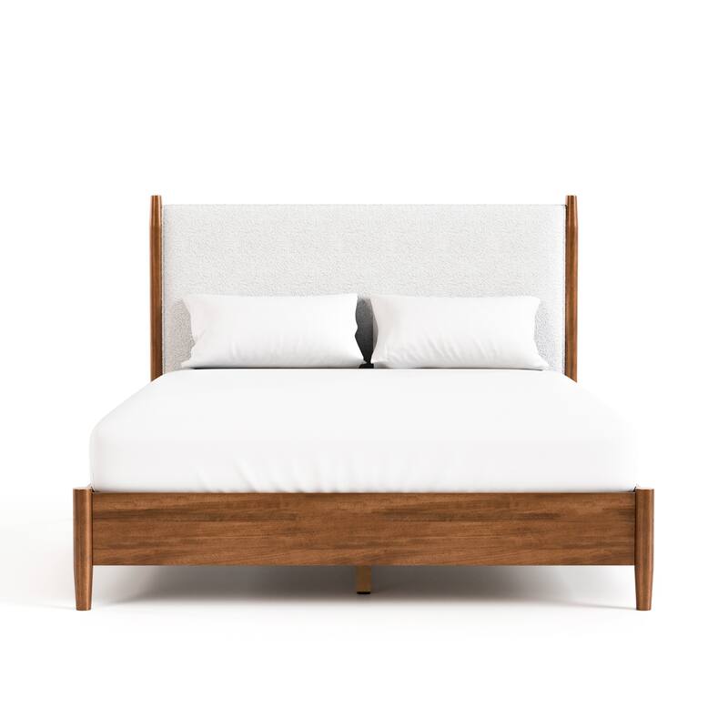 Furniture of America Beau Midcentury Walnut Wood Platform Bed