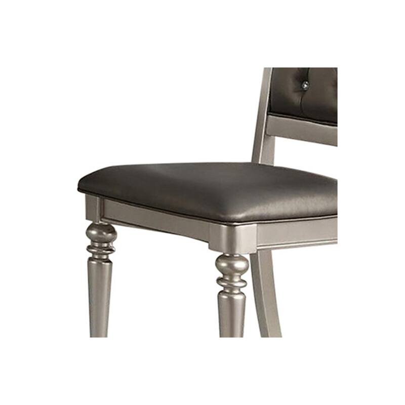 Silver/Gray Faux Leather Upholstered Wood Frame Dining Chair, Set of 2, Sturdy Dining Chair for Dining Rooms - 22.75