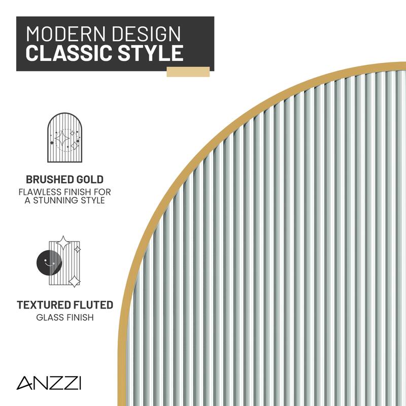 Ember Series 34 in. W x 78 in. H Fixed Framed Shower Door in Black, Gold or Nickel Finish with Clear or Fluted Glass
