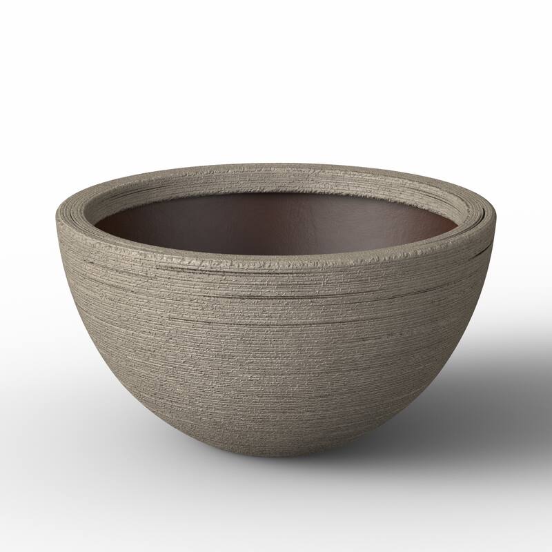 Concrete Round Planter Flower Pot with Drainage Holes - 11.5 x 7 in - Natural Gray
