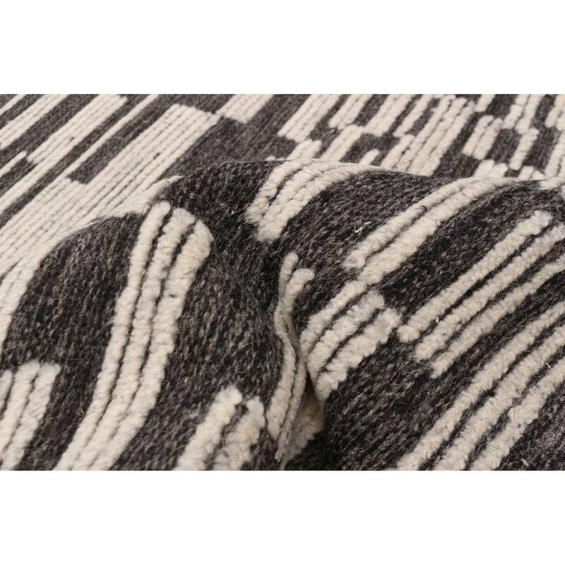 ECARPETGALLERY Hand-knotted Tangier Dark Grey Wool Rug - 5'1 x 8'0