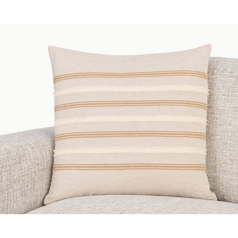 Villa by Classic Home Lyndhurst Linen Blend Throw Pillow - Feather Down - 22x22 - Accent - Ivory