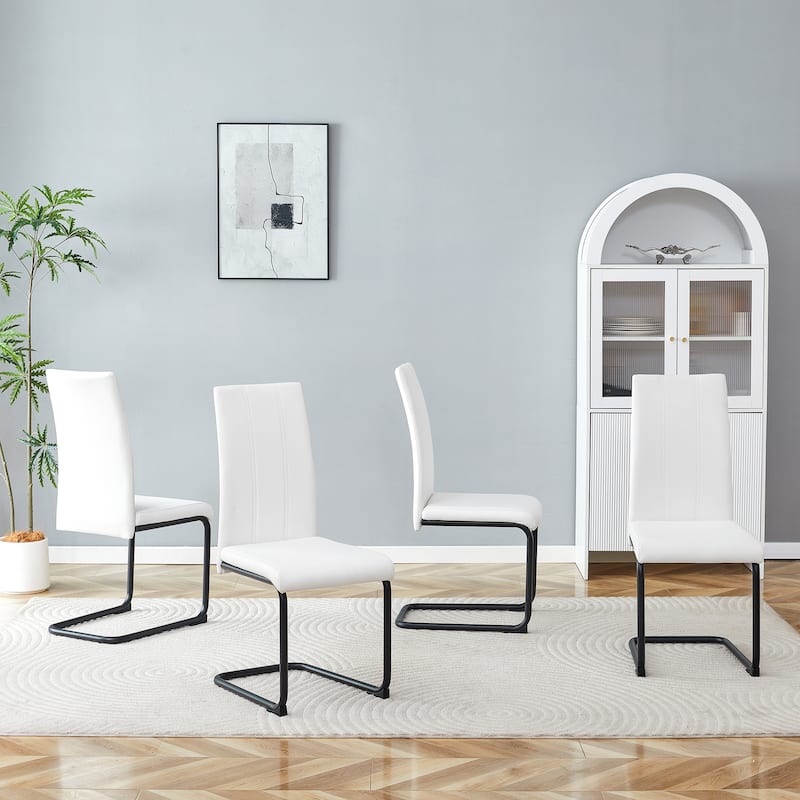Modern High-Back PU Dining Chairs, Set of 4