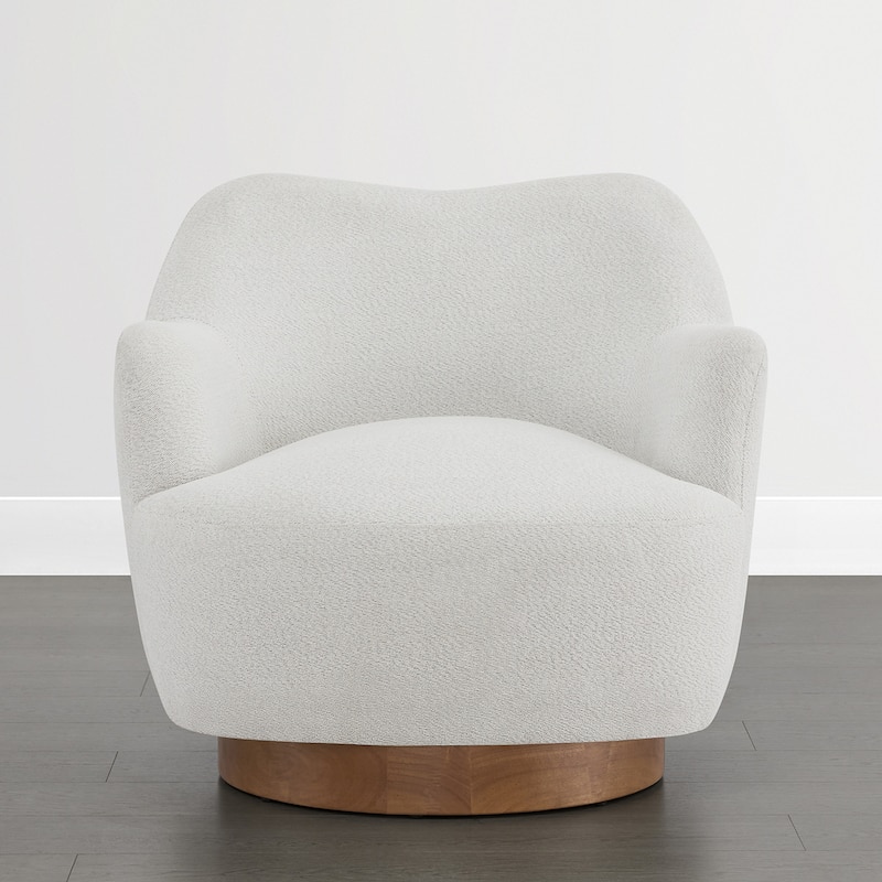 Spruce & Spring Modern Upholstered Swivel Accent Chair with Wood Base