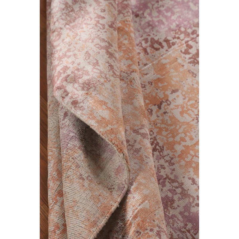 Contemporary Abstract Indian Area Rug Hand-Knotted Wool Carpet - 4'7"x 6'4"
