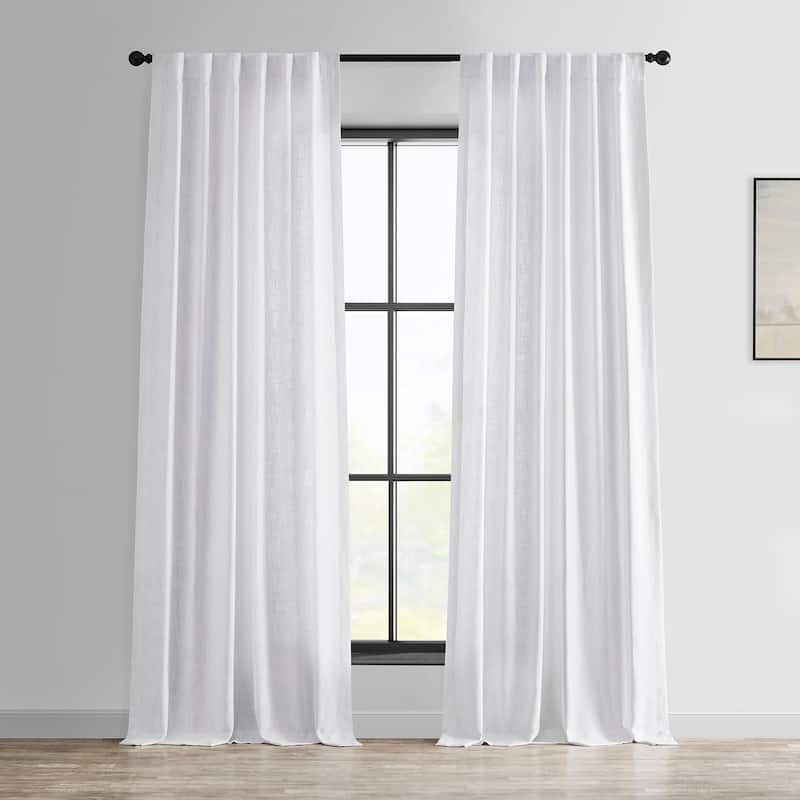 Exclusive Fabrics Heavy Faux Linen Light Filtering Curtains For Bedroom, Living Room (1 Panel) - 50 X 84 - Rice White