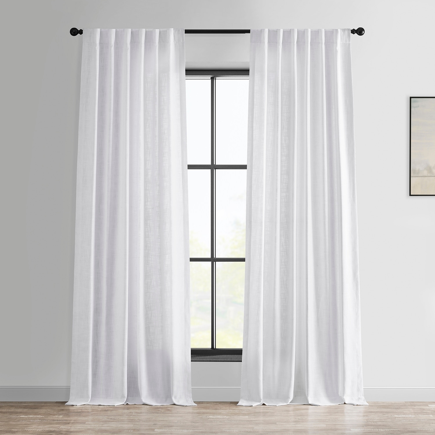 Exclusive Fabrics Heavy Faux Linen Light Filtering Curtains For Bedroom, Living Room (1 Panel)