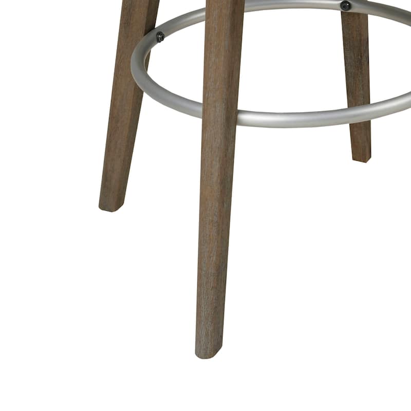 Madison Park Pearce Swivel Upholstered Counter Stool with Solid Wood Legs & Metal Footrest