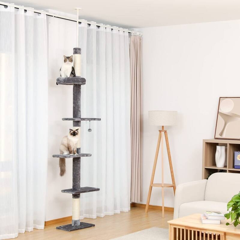 5Tier Floor to Ceiling Cat Tree Height(95107 Inches) Adjustable On