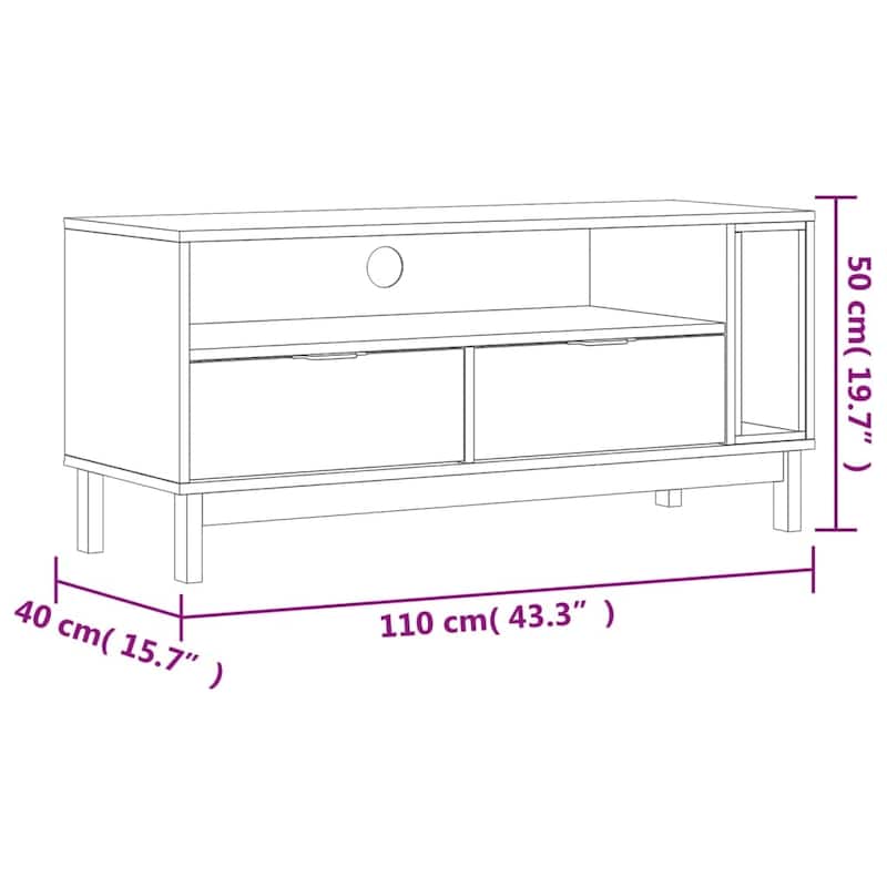 vidaXL TV Stand FLAM 43.3"x15.7"x19.7" Solid Wood Pine - 43.3" x 15.7" x 19.7"