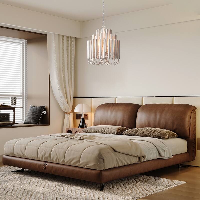 20 in. 5-Light Modern Off-White Chandelier - 19.7" D x 19.7" W x 23.7" H