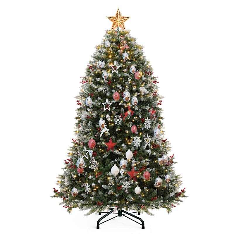 6/7.5FT Prelit Frosted Green Christmas Tree with Remote