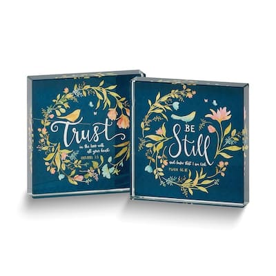 Curata Set of 2 Glass Block Bible Verses