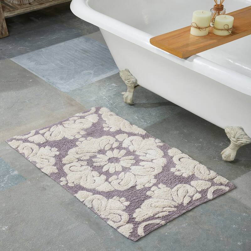 Better Trends Medallion Collection 100% Cotton 2-Pc Set Bathroom Rugs-Soft & Super Absorbent, Non-Skid Latex, Machine Washable