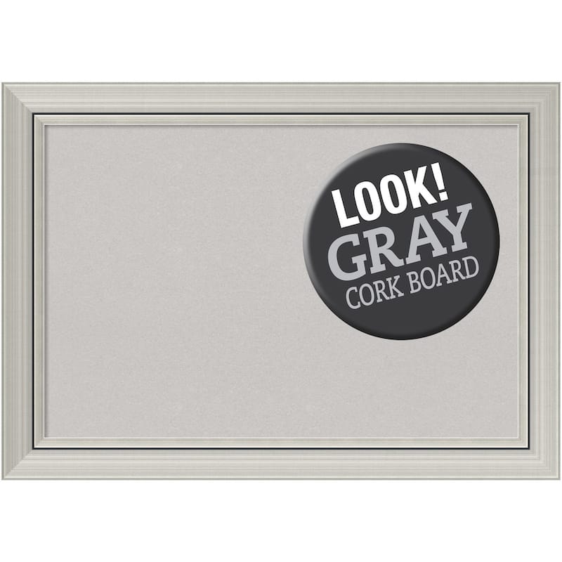 Framed Grey Cork Board, Romano Silver