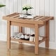 preview thumbnail 56 of 62, Acrylic Waterproof Shower Bench with Storage Shelf, Bathroom Stool & Organizer 24''W - Teak