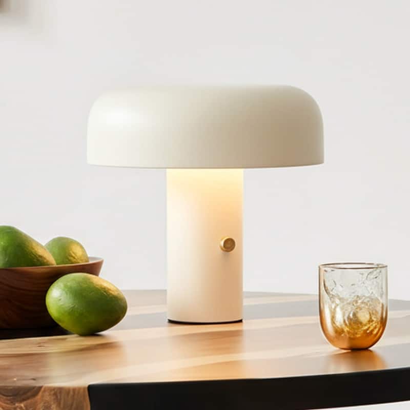 Anita LED 12.2 in Off-White Cream Modern Contemporary Round Dome Dimmable Bedside Nightstand Desk Lamp