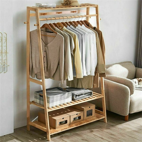 6ft Garment Clothes Rail Heavy Duty Open Wardrobe Floor Hanger Rack ...