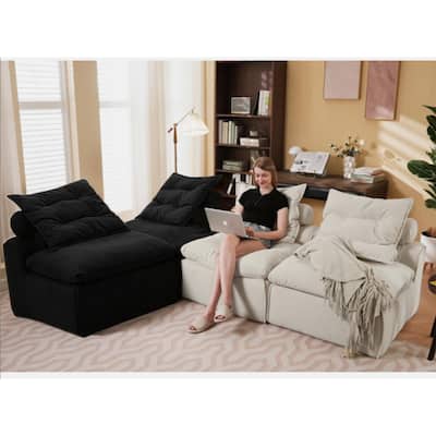 99" Modular Corduroy Sectional Sofa with 8 Pillows & Armless Design
