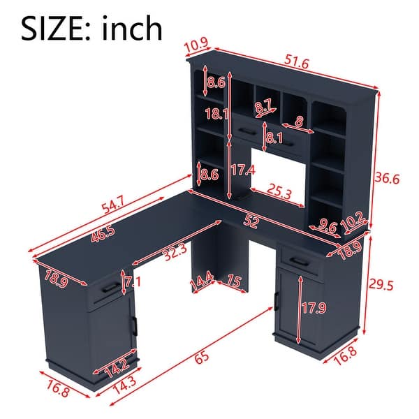 L-shaped home and office computer desk with storage - Bed Bath & Beyond ...