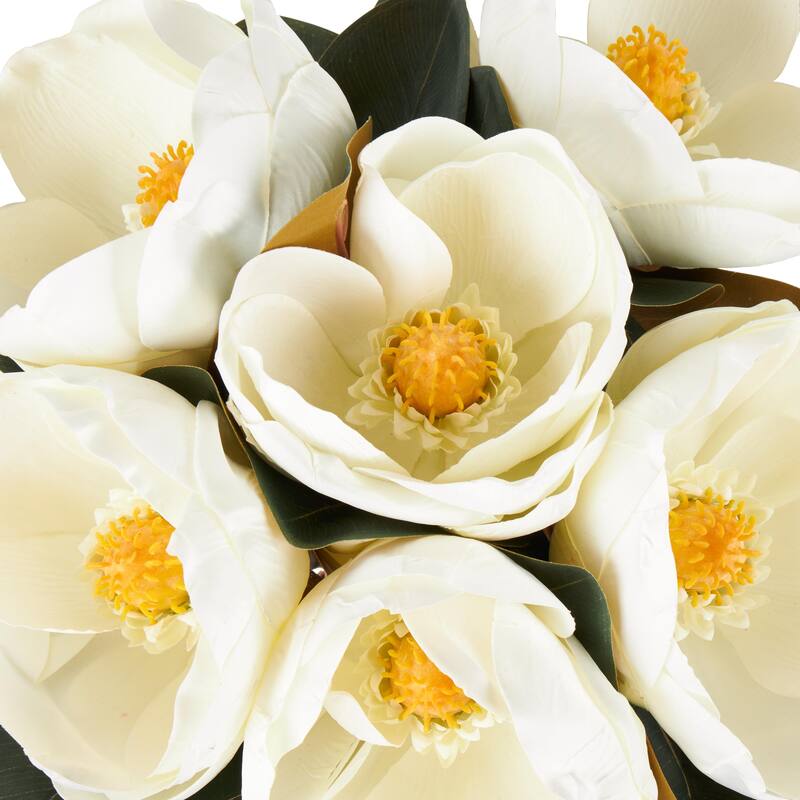 White Polyester Tall Magnolia Artificial Flower Stem (Set of 6)