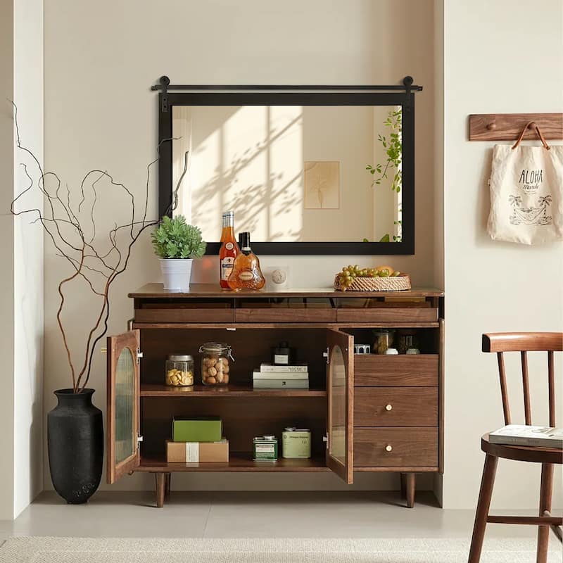 Rectangle Wood Framed Decorative Wall Mirror