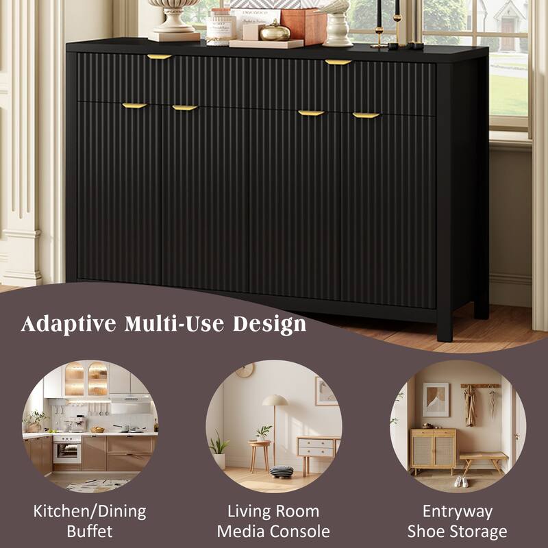 Nordic Style Sideboard, Storage Cabinet Coffee Bar Cabinet with 2 Drawers, for Dining Room and Living Room