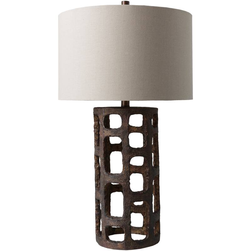 Fyl Table Lamp with Brown Base and Off-White Shade